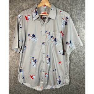 Rookie Of The Year x RSVLTS Gray Large Baseball Polyester Stretch Button Up